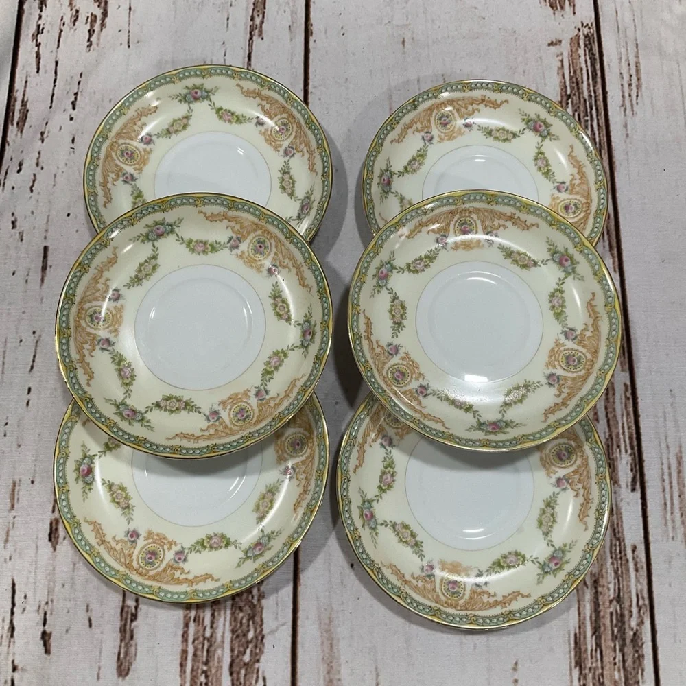 SIX‎ MEITO CHINA MADE IN JAPAN TRIANON SAUCERS BY NORITAKE